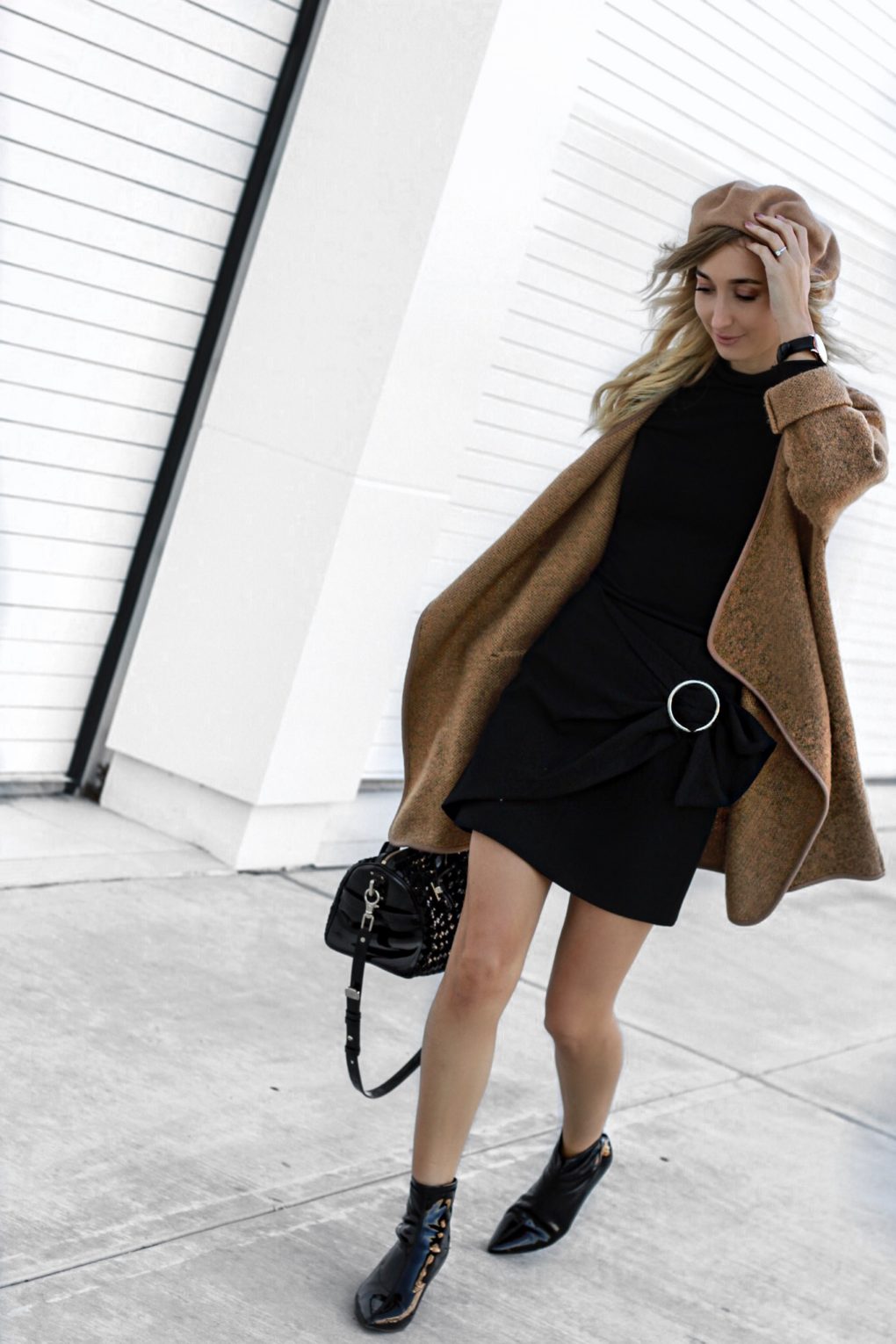 Black and Camel Coat, Chic Winter Look