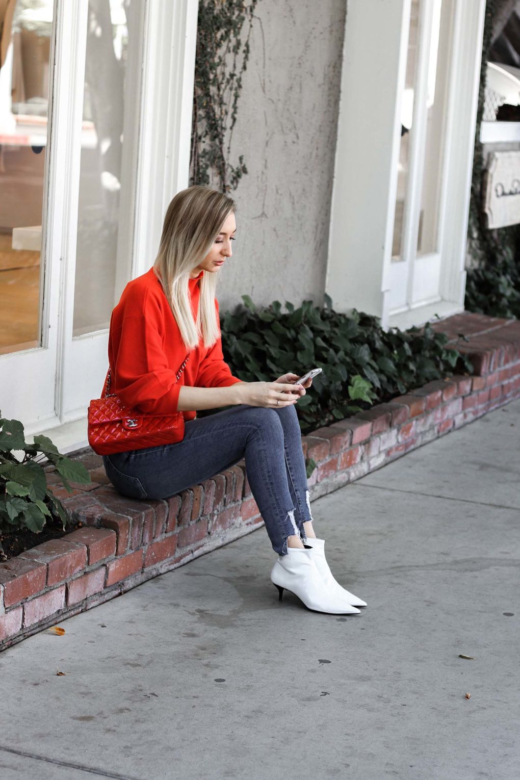 Red Sweater Outfit and Tea at Alfred’s Tea Room