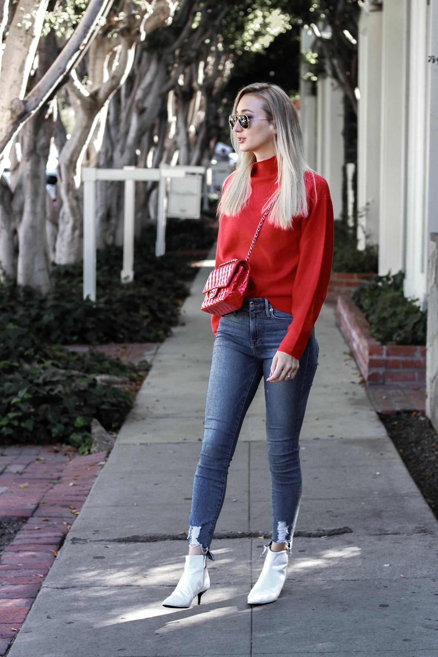 Red Sweater Outfit and Tea at Alfred’s Tea Room