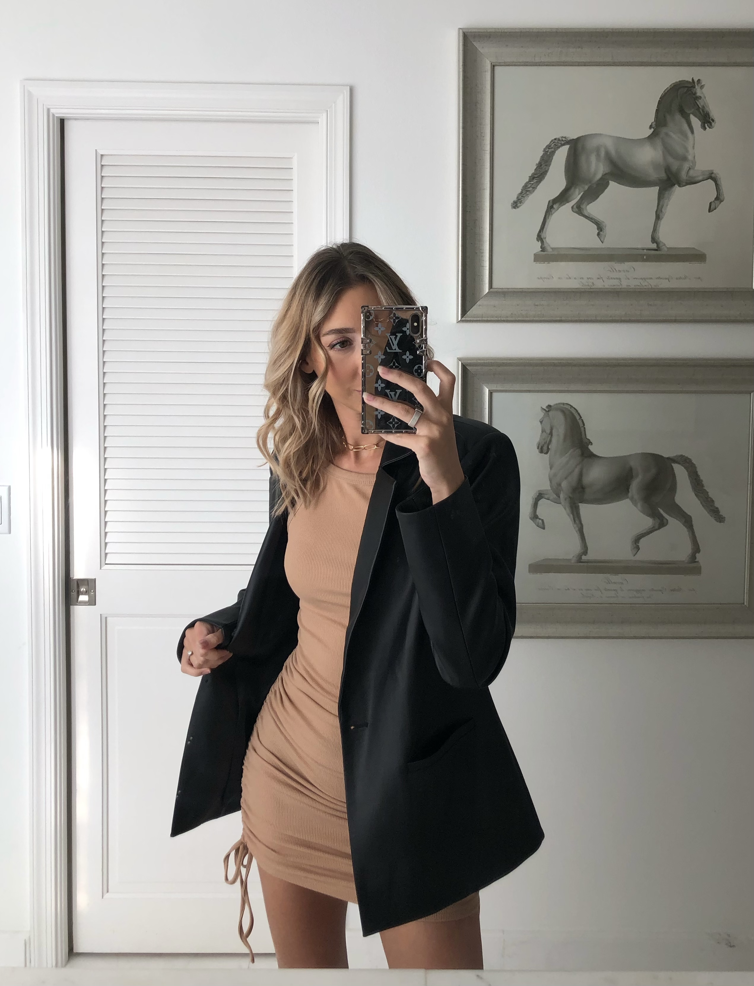 Leather Blazer + Mini Dress
